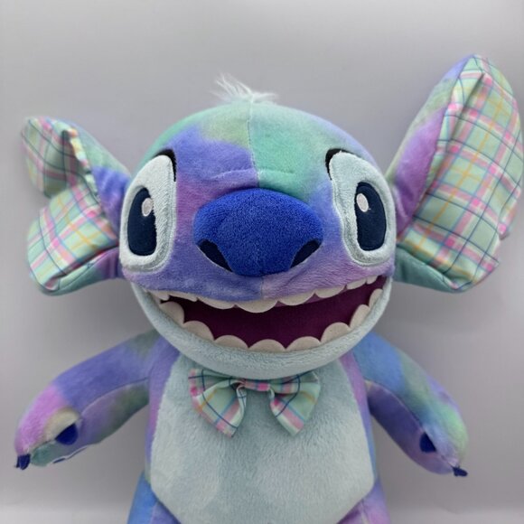 Build-A-Bear Disney Stitch Easter Pastel Plaid Tie-Dye Plush BAB 2021 - Picture 8 of 9